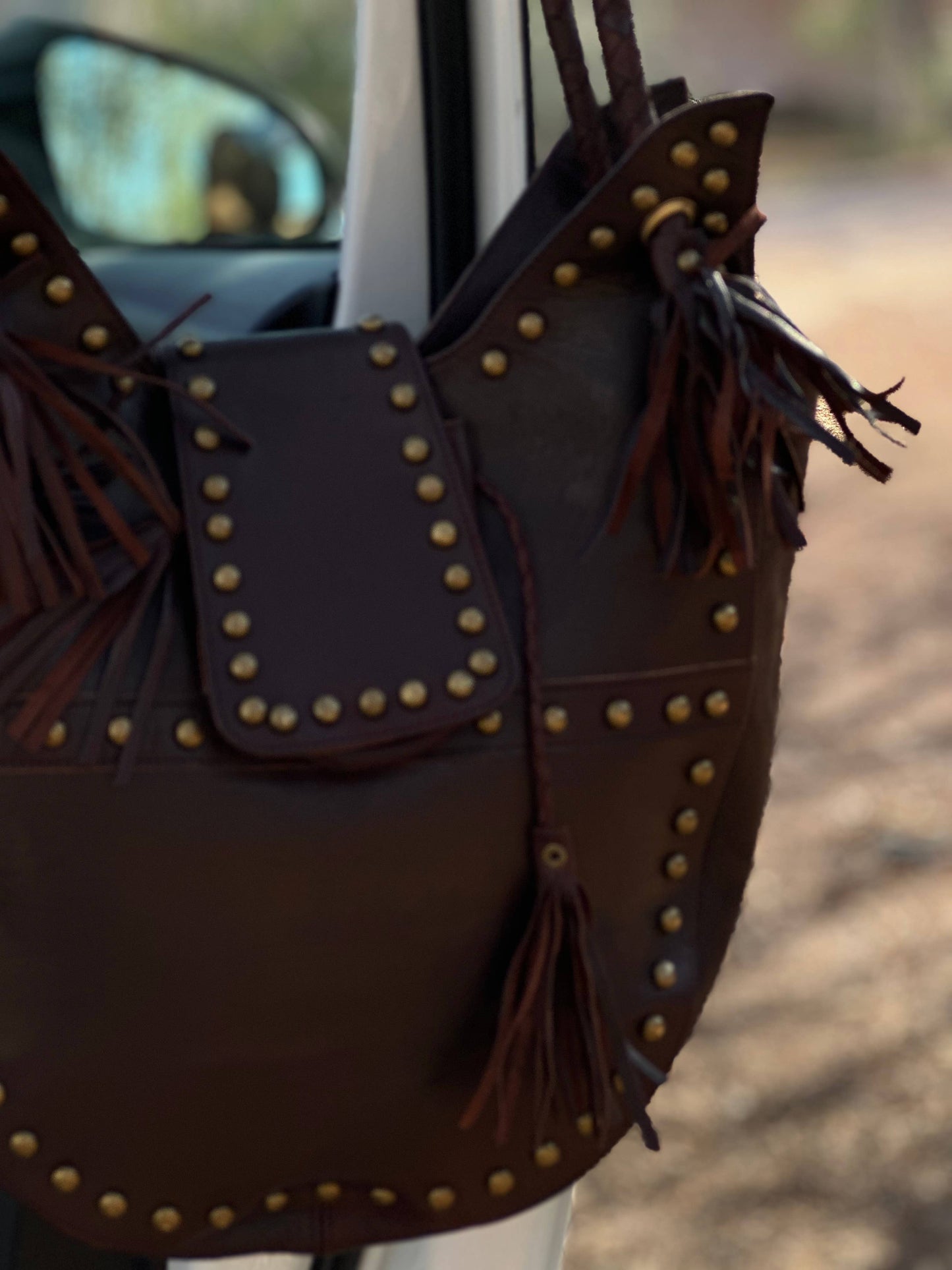 Handmade fringe Brown Leather Hobo Bag, Chic Shoulder Purse