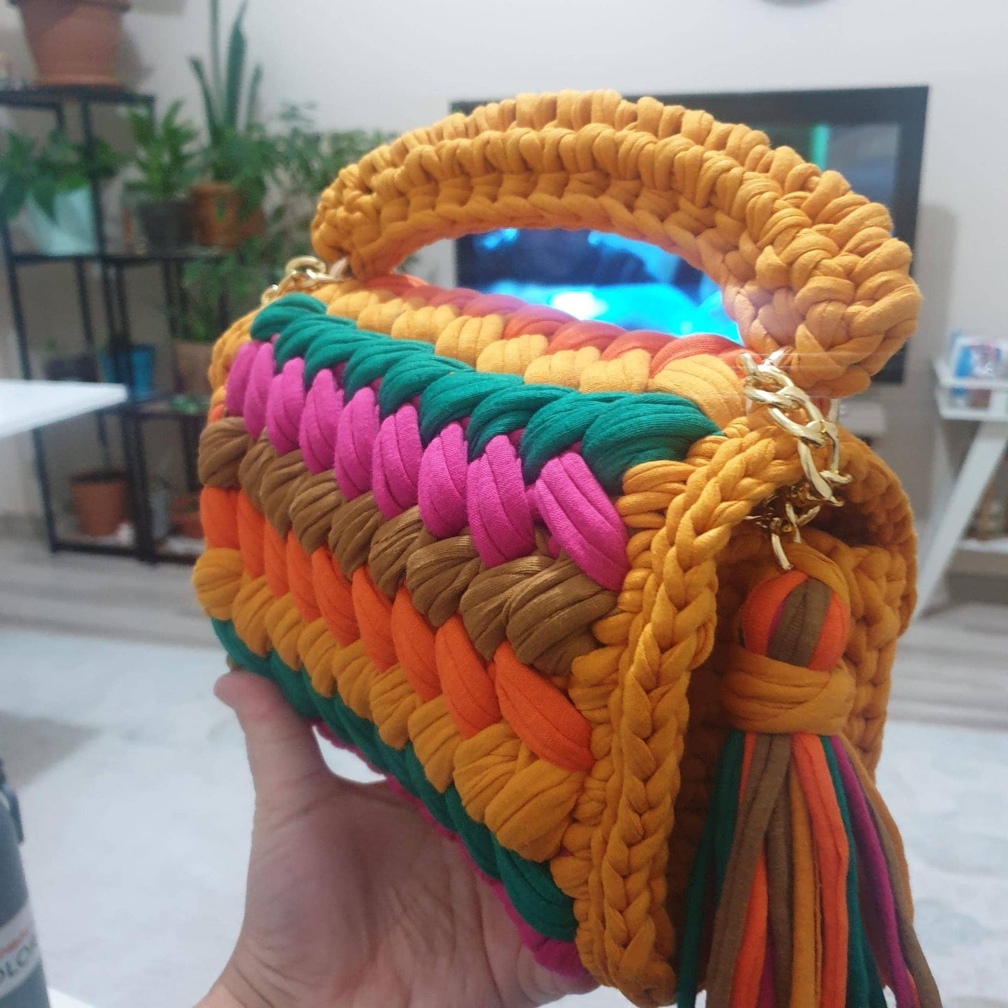 CHQEL Clutch Bag for Women, Handmade Crochet Purse