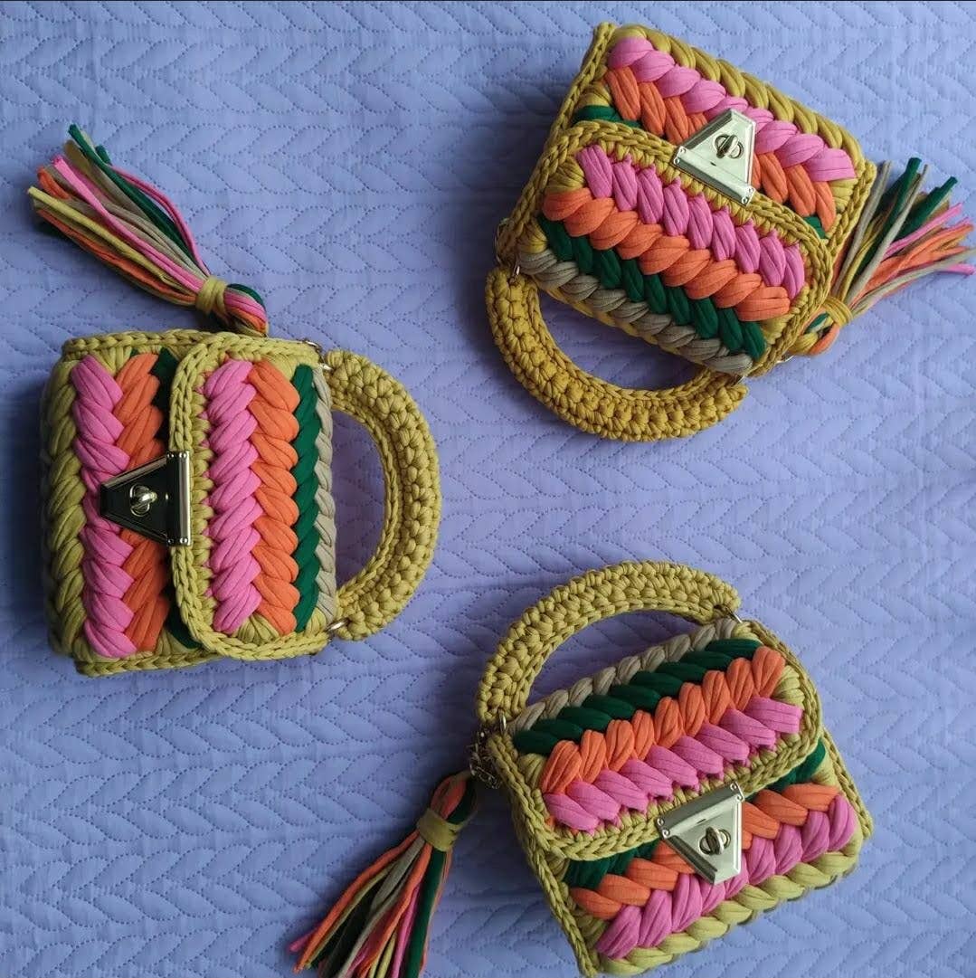 CHQEL Clutch Bag for Women, Handmade Crochet Purse