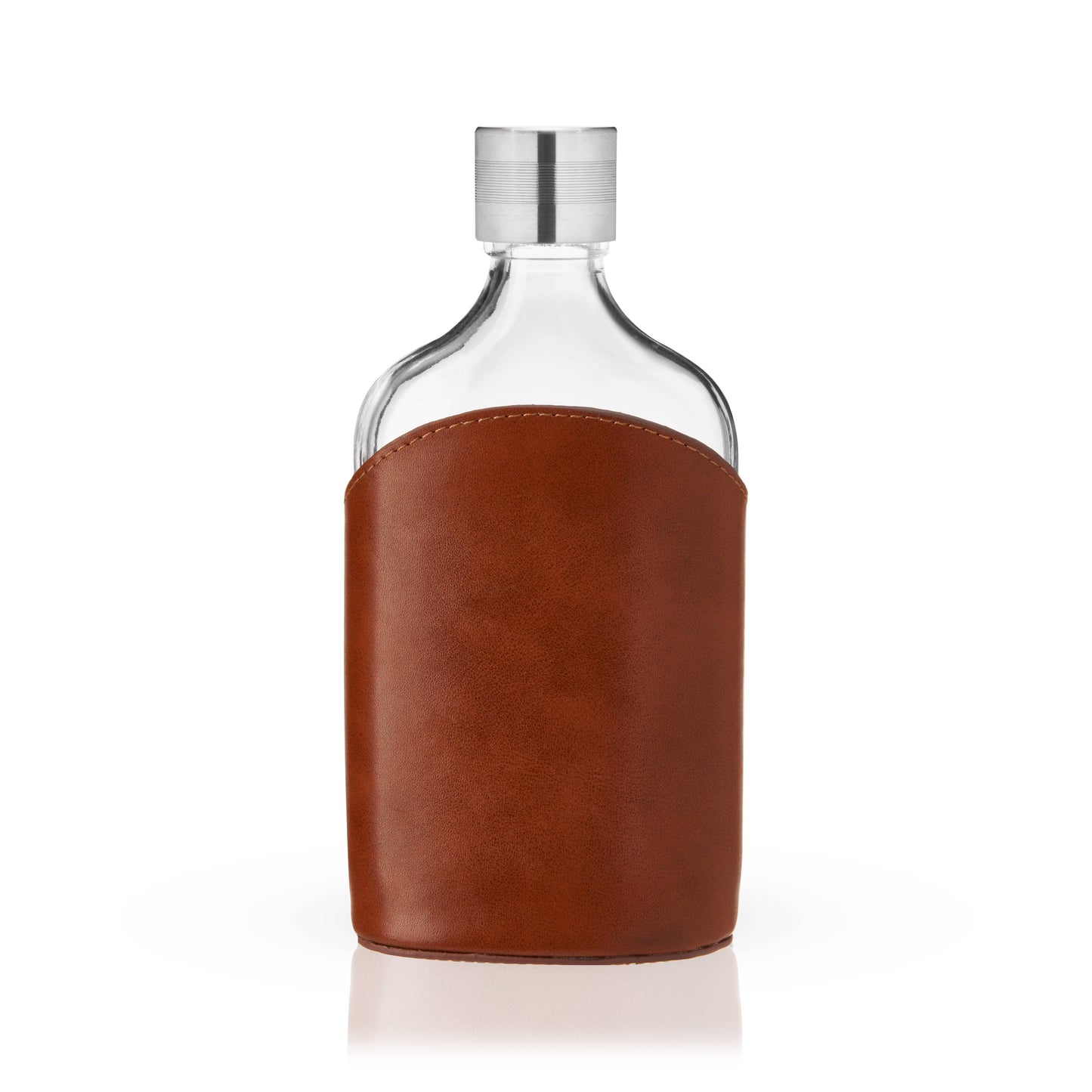 Admiral™ Vintage-Style Parker Leather-Wrapped Glass Flask
