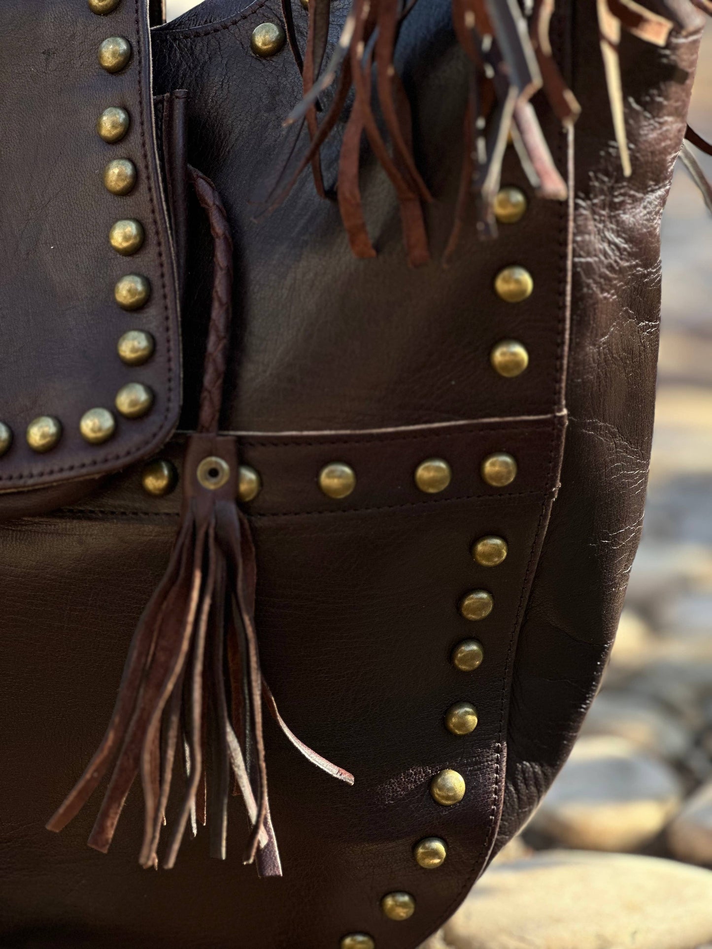 Handmade fringe Brown Leather Hobo Bag, Chic Shoulder Purse