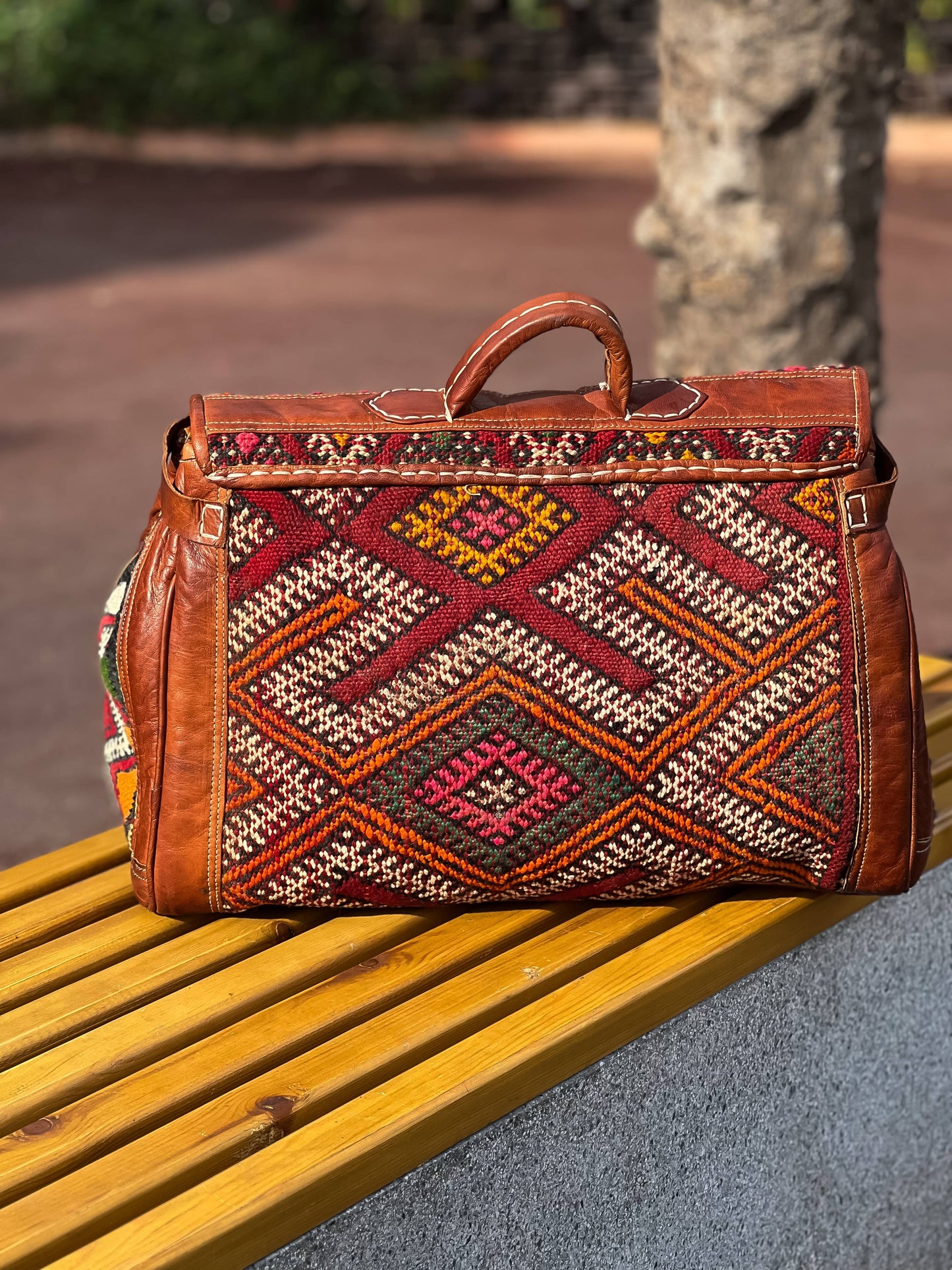 Extra large Boho Kilim Travel Bag - Vintage Weekender Duffle: Medium