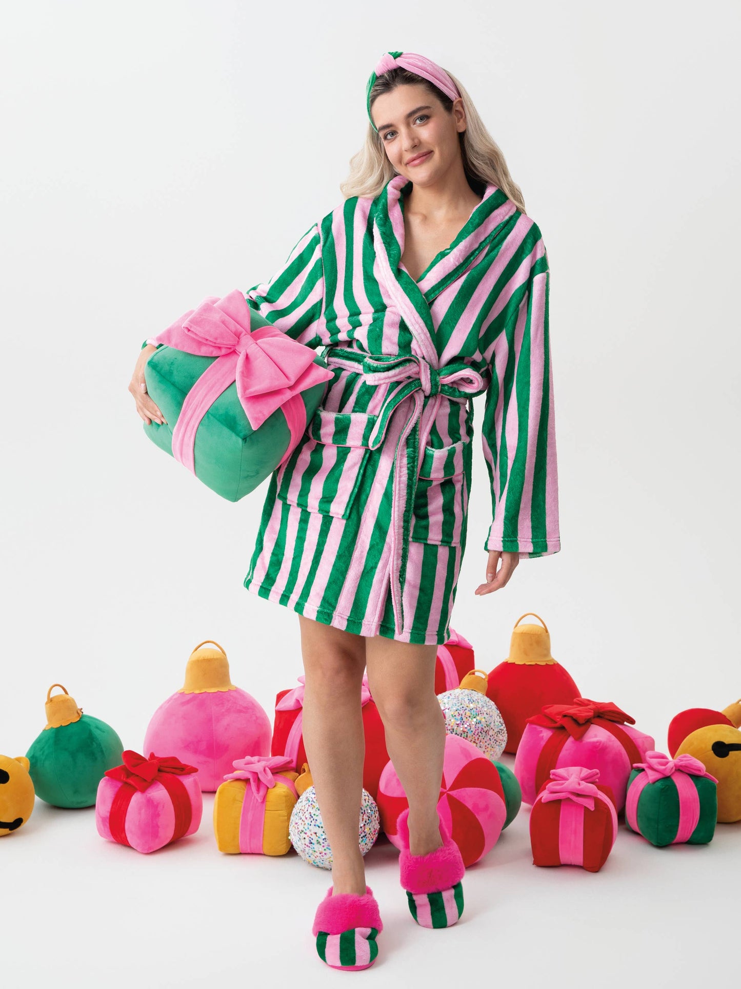 PINK & GREEN FELICITY STRIPE ROBE
