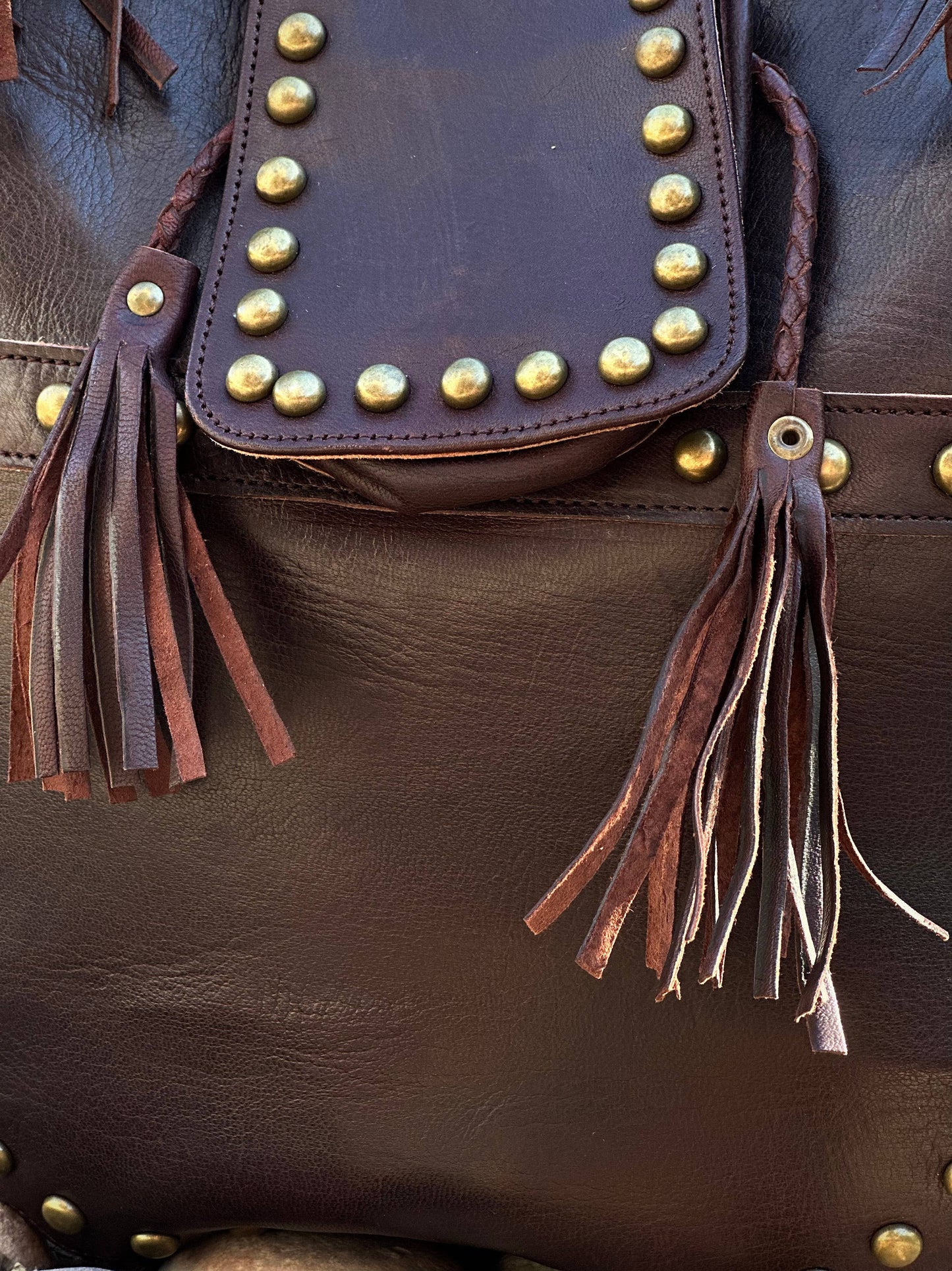 Handmade fringe Brown Leather Hobo Bag, Chic Shoulder Purse