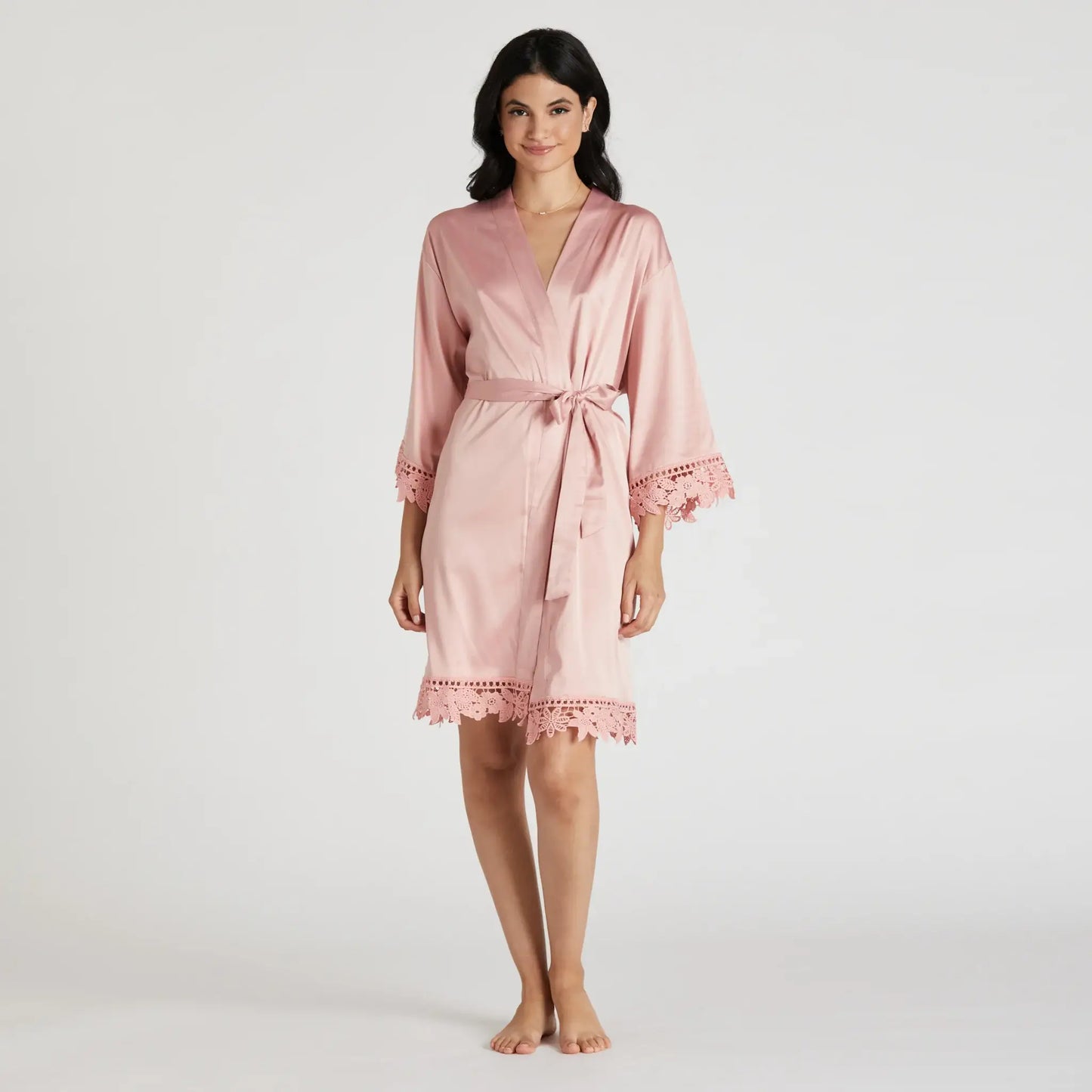 Beautiful Satin Robe w/lace trim