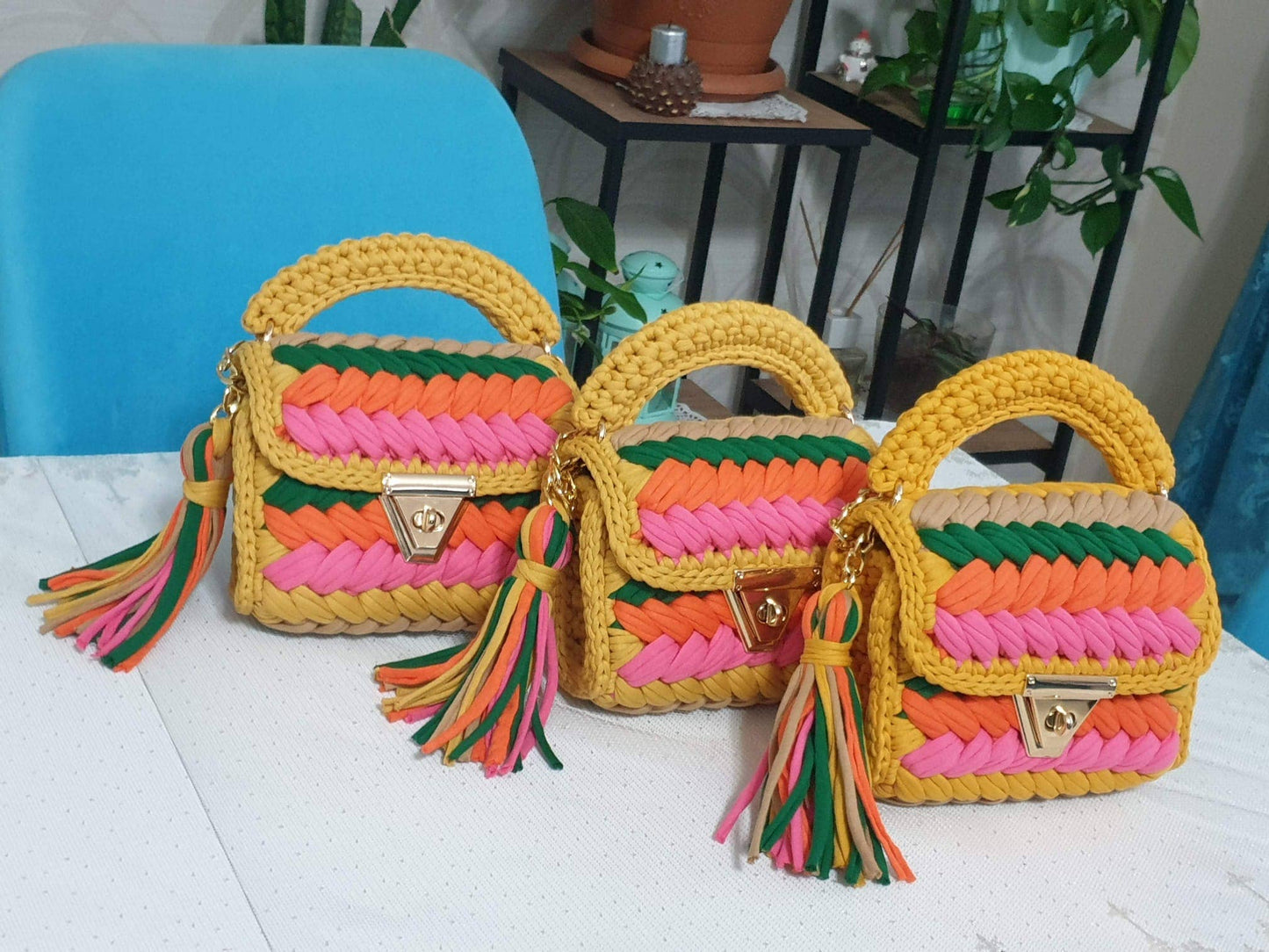CHQEL Clutch Bag for Women, Handmade Crochet Purse
