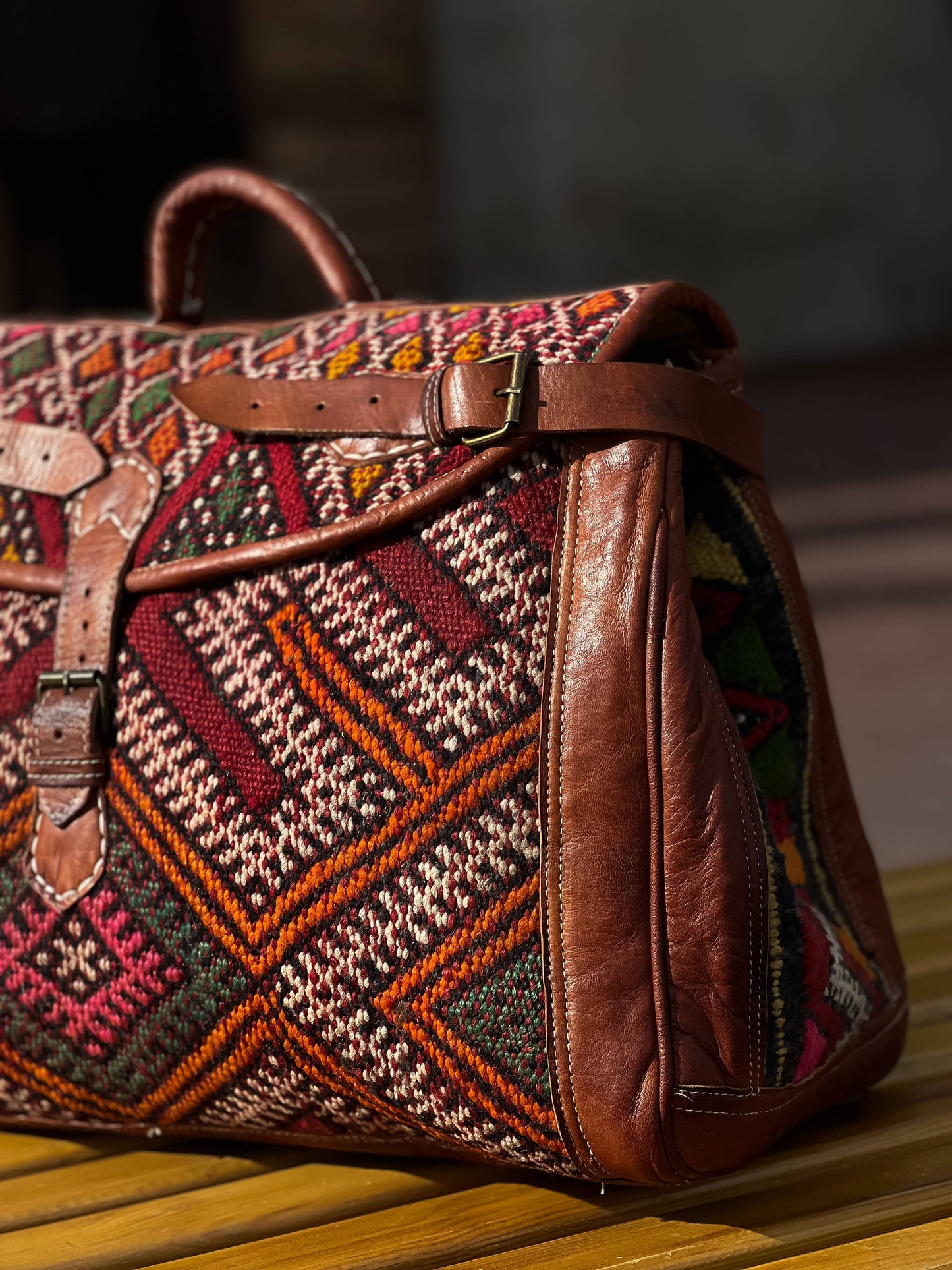 Extra large Boho Kilim Travel Bag - Vintage Weekender Duffle: Medium