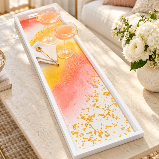 White Lacquer & Resin Serving Tray