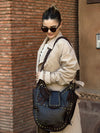 Handmade fringe Brown Leather Hobo Bag, Chic Shoulder Purse