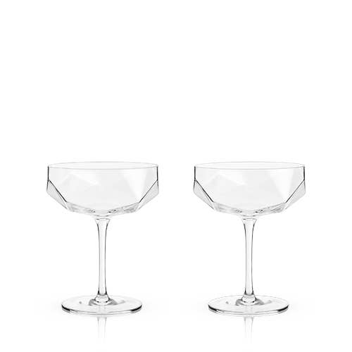 Seneca™ Faceted Crystal Coupes - Set of 2