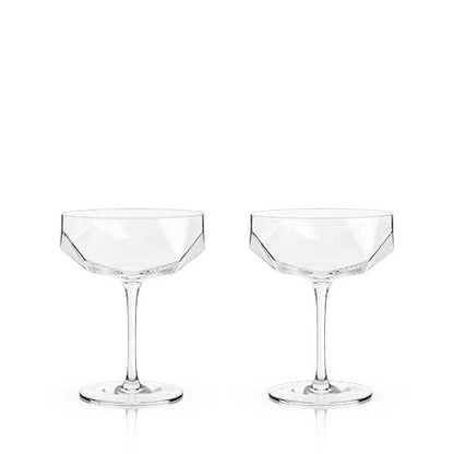 Seneca™ Faceted Crystal Coupes - Set of 2