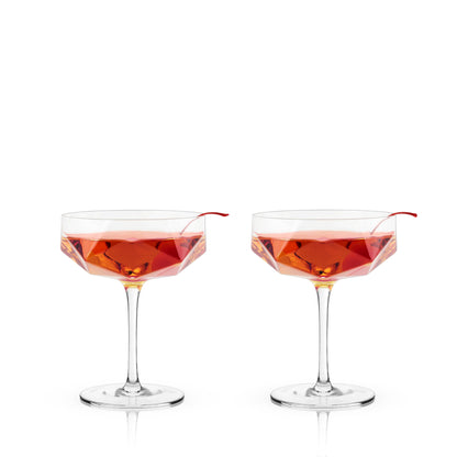 Seneca™ Faceted Crystal Coupes - Set of 2