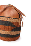 Finely Woven Sisal Handbag with Leather Top