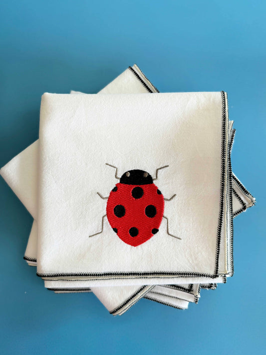 Love Bug Kitchen Towel, embroidered: Lady Bug