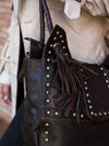 Handmade fringe Brown Leather Hobo Bag, Chic Shoulder Purse