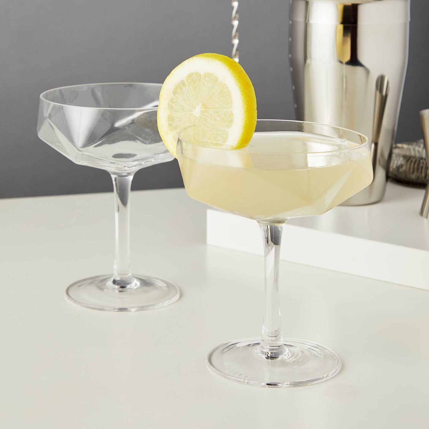 Seneca™ Faceted Crystal Coupes - Set of 2