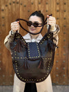 Handmade fringe Brown Leather Hobo Bag, Chic Shoulder Purse