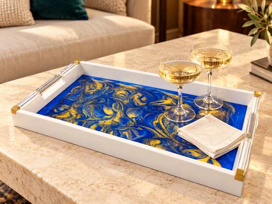 Cobalt and Gold Serving Tray