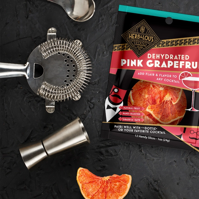 Dehydrated Pink Grapefruit, 12 garnishes per bag