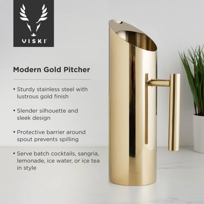 Modern Gold-Plated Drink Pitcher