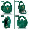 CHQEL Kelly Green Handmade Clutch Bag for Women, Handmade Crochet Purse