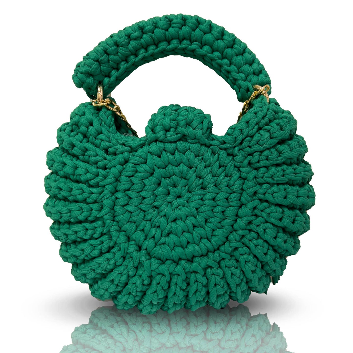 CHQEL Kelly Green Handmade Clutch Bag for Women, Handmade Crochet Purse