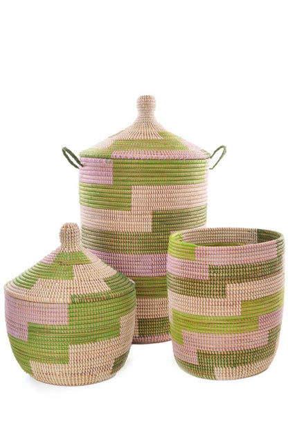 Three-Piece Lavender & Green Basket Set