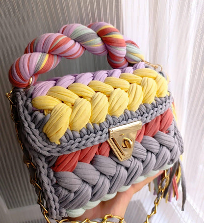 CHQEL Handmade Crochet Evening Clutch Bag for Women