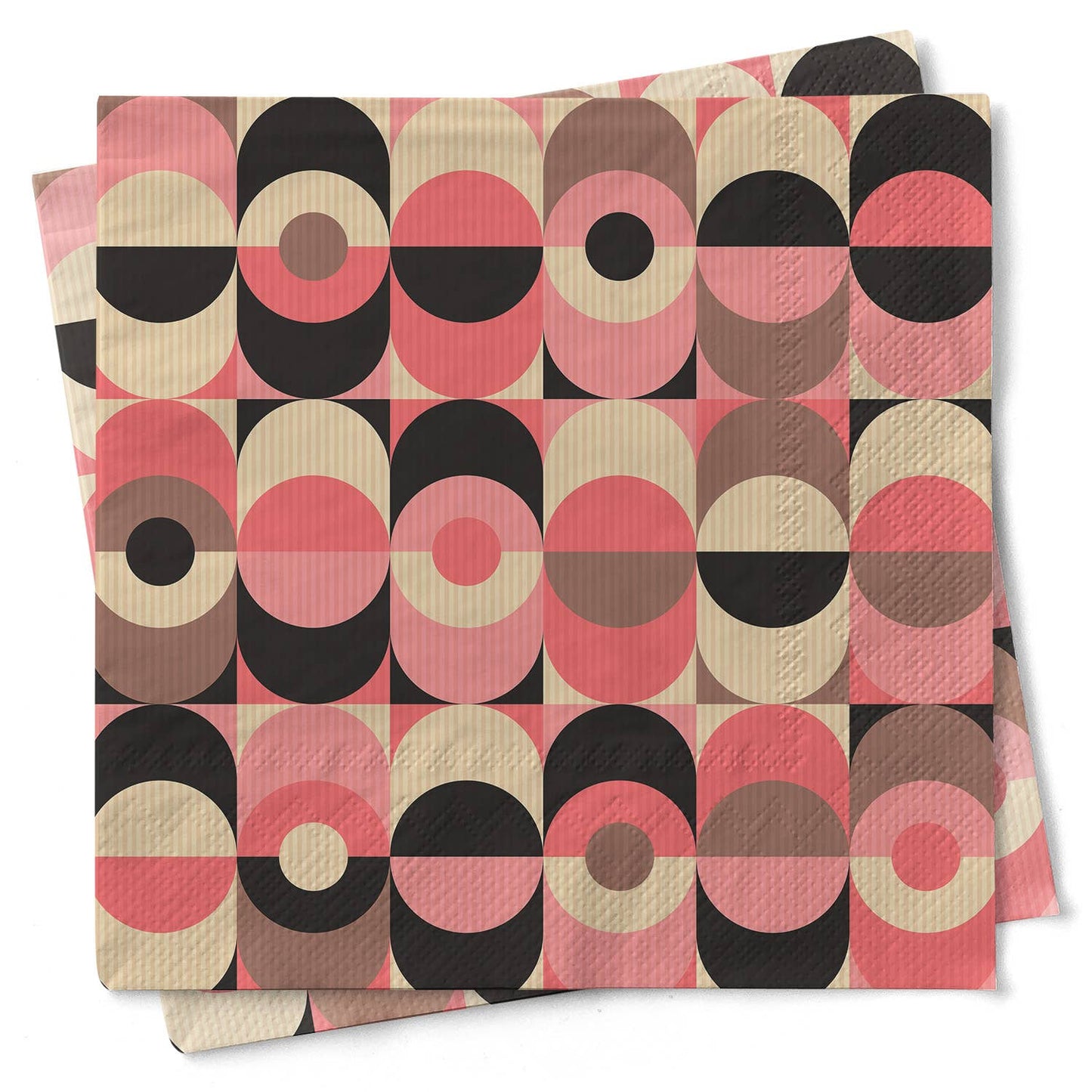 Pink and Black Circle Oval Mid Century Modern BevNapk