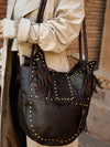 Handmade fringe Brown Leather Hobo Bag, Chic Shoulder Purse