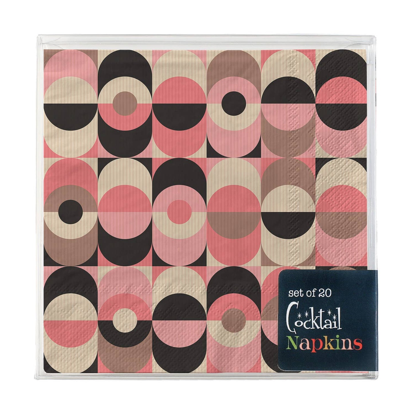 Pink and Black Circle Oval Mid Century Modern BevNapk