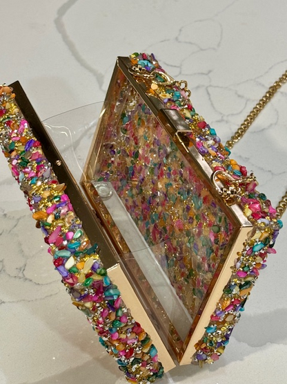 Multicolored Pebble Rectangular Purse