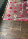 Rose embedded resin side table